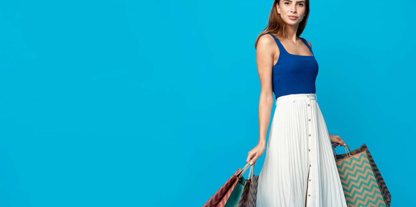 Fashion model with shopping bags